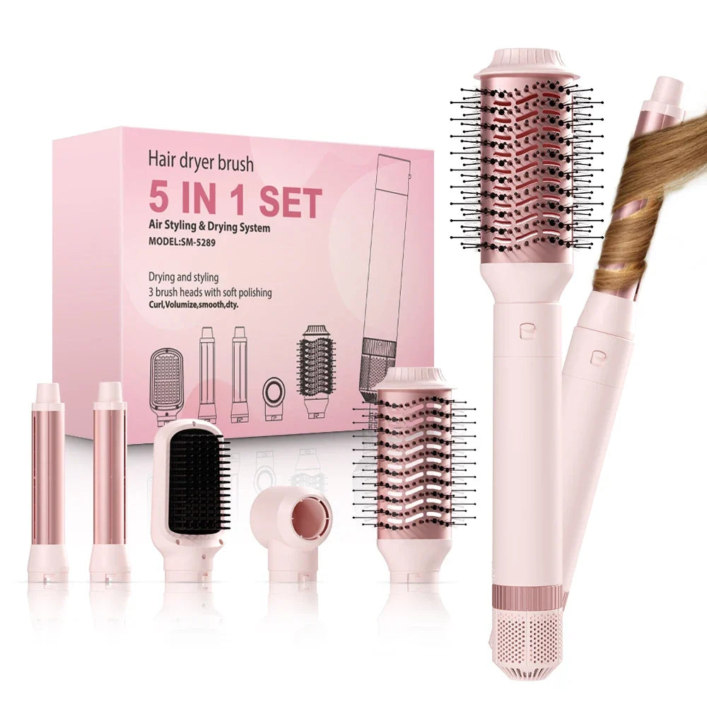 LISAPRO 5-in-1 Hair Dryer Brush & Auto Curling Iron System