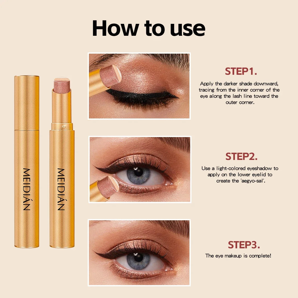 3-Color Waterproof Eye Shadow Stick – Easy Beginner Eyeshadow