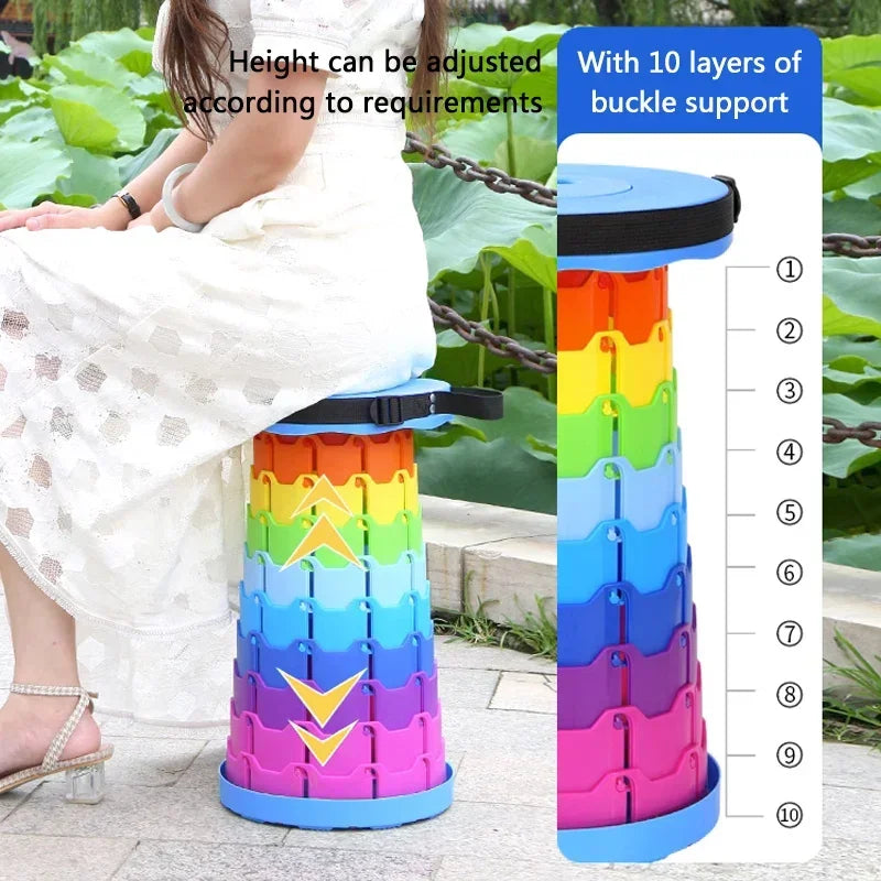 Portable Folding Stool – Adjustable Accordion Chair