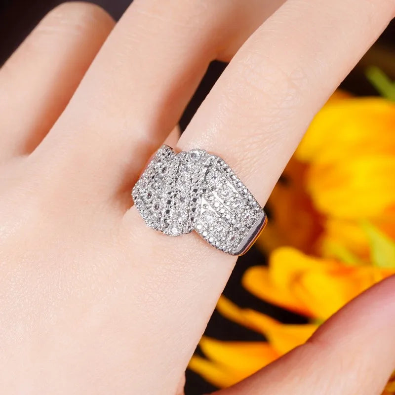 Huitan Knot Wedding Ring – Cubic Zirconia for Women | Size 5–14