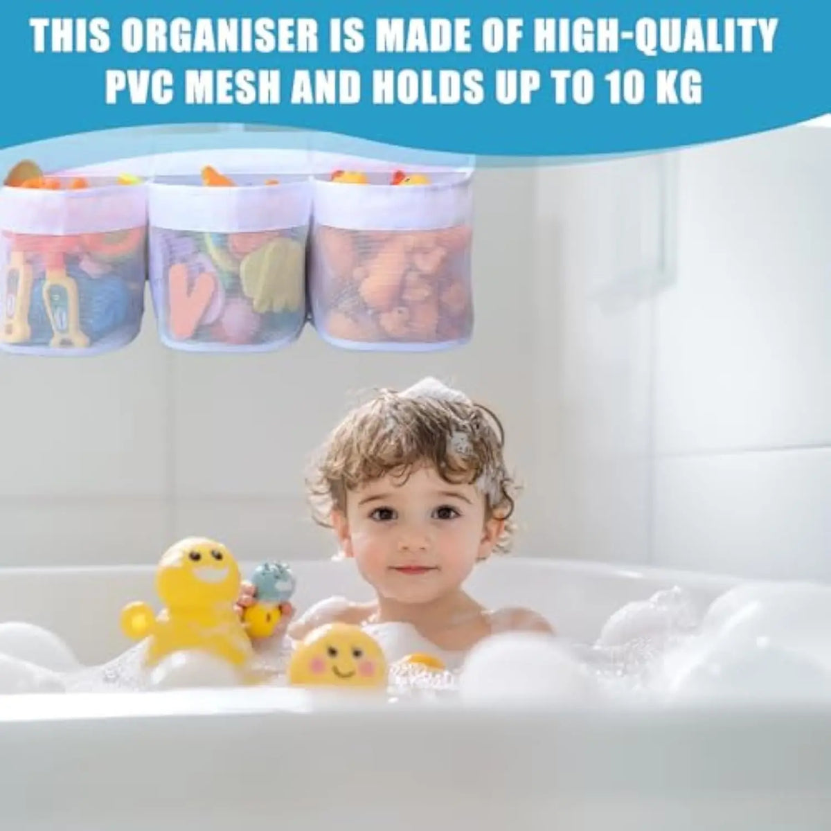 Bath Toy Organizer Tub Large Capacity Mesh Design Toys 3 Compartments