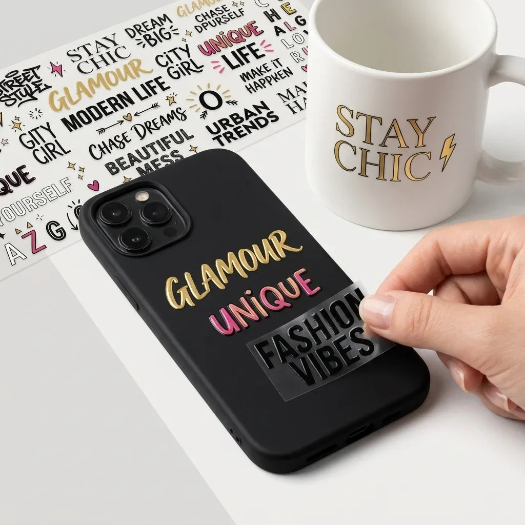 UV DTF Transfer Stickers | Street Style Letter Decals for DIY