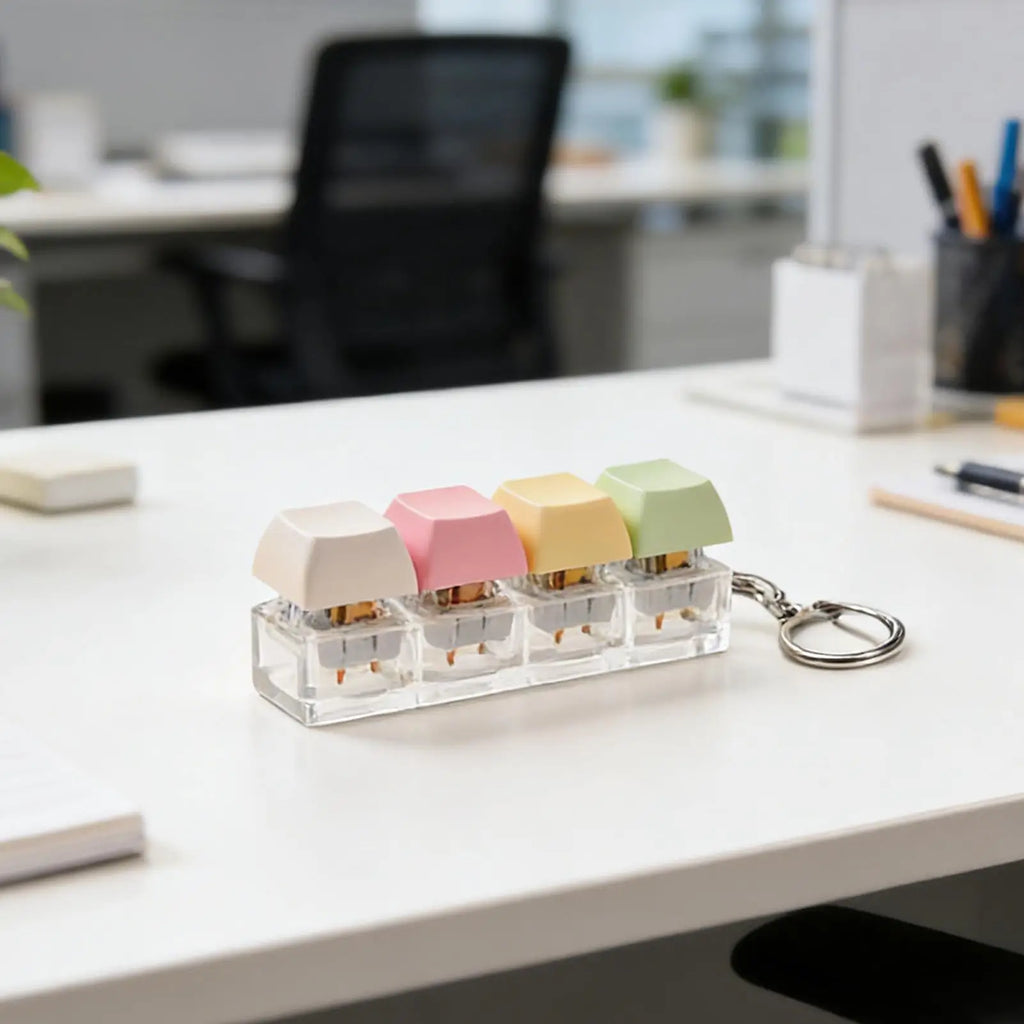 Keyboard Fidget Clicker Keychain – Quiet Tactile Toy for Focus