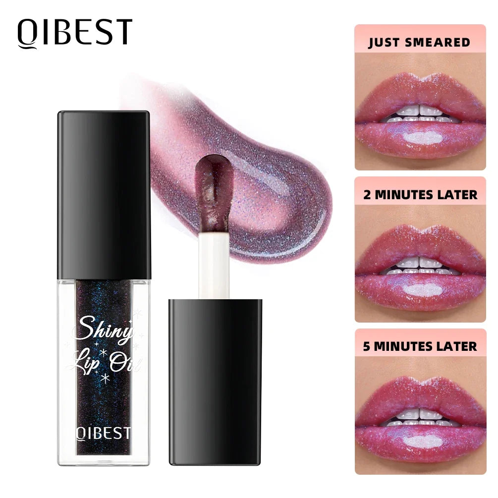 QIBEST Black Mirror Color-Changing Lip Gloss Oil | Diamond Shine
