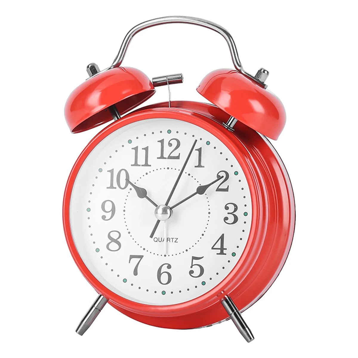 Vintage Twin-Bell Metal Alarm Clock with Night Light | Bedside