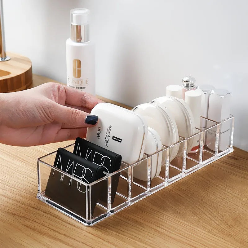 Transparent Acrylic Makeup Organizer – 6-Grid Desktop Storage Box