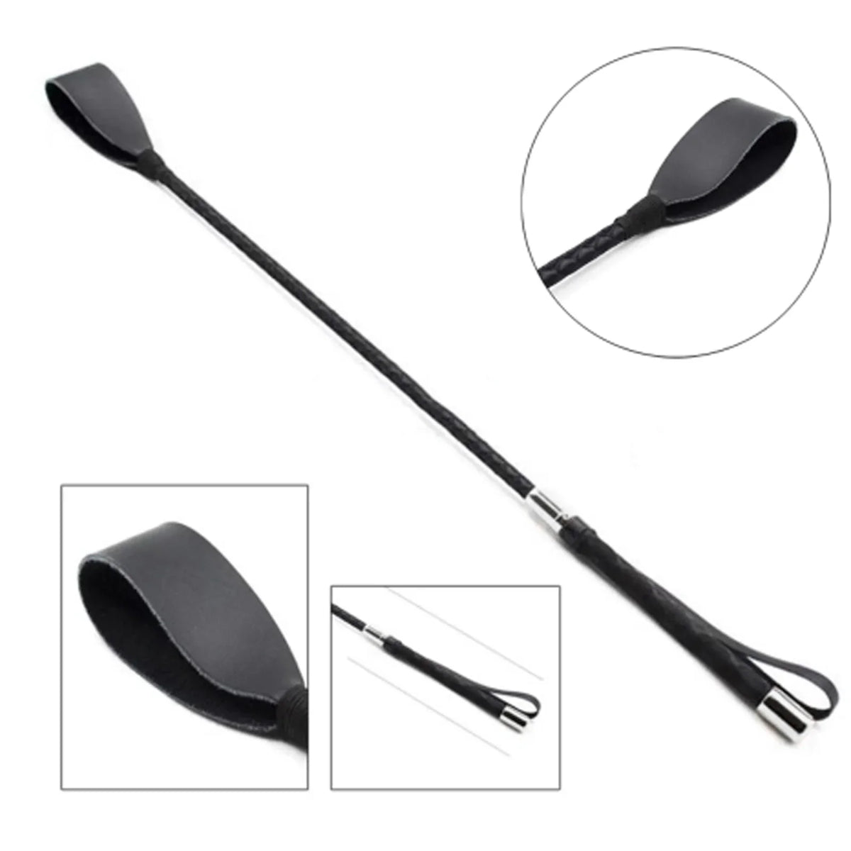 Premium Leather Horse Riding Crop with Double Slapper | 50 & 70cm