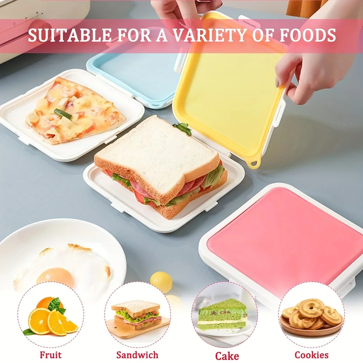 Sandwich Containers Silicone Storage Box Lunch Travel Snap-off Fruit