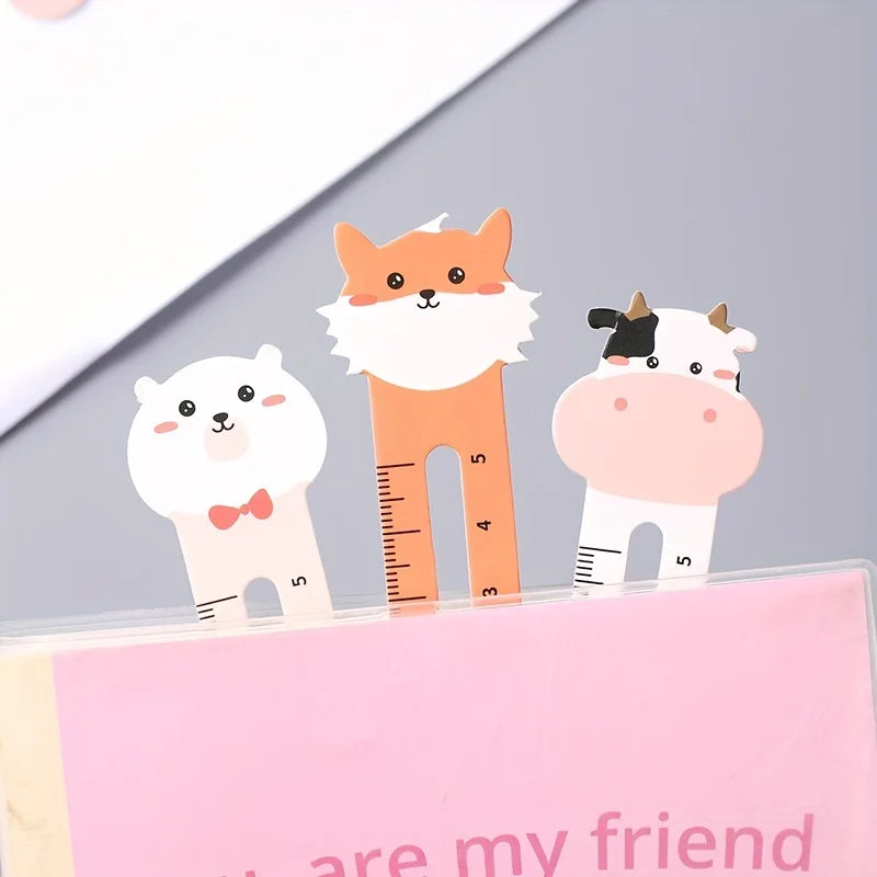 50-Pack Cartoon Animal Bookmarks Dual-purpose Rulers Office School