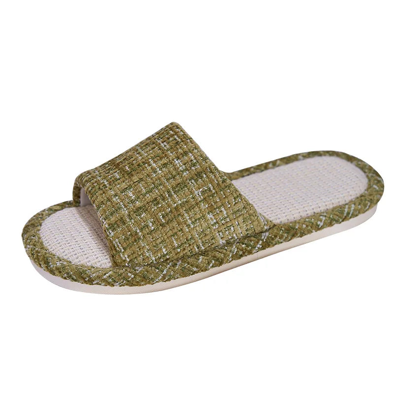 Women's Linen Indoor Slippers – Non-Slip Soft Sole, Odor Control