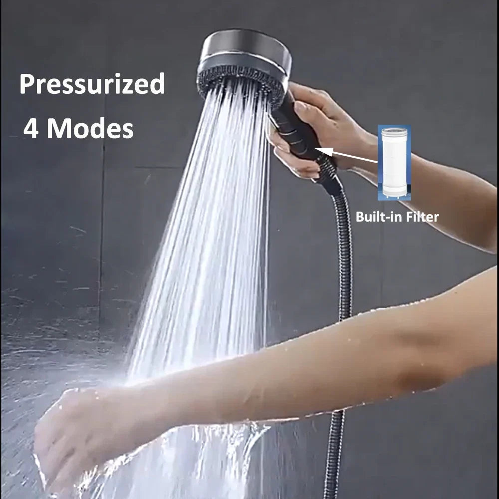4-Mode Handheld Filter Shower Head – High Pressure & Water Saving
