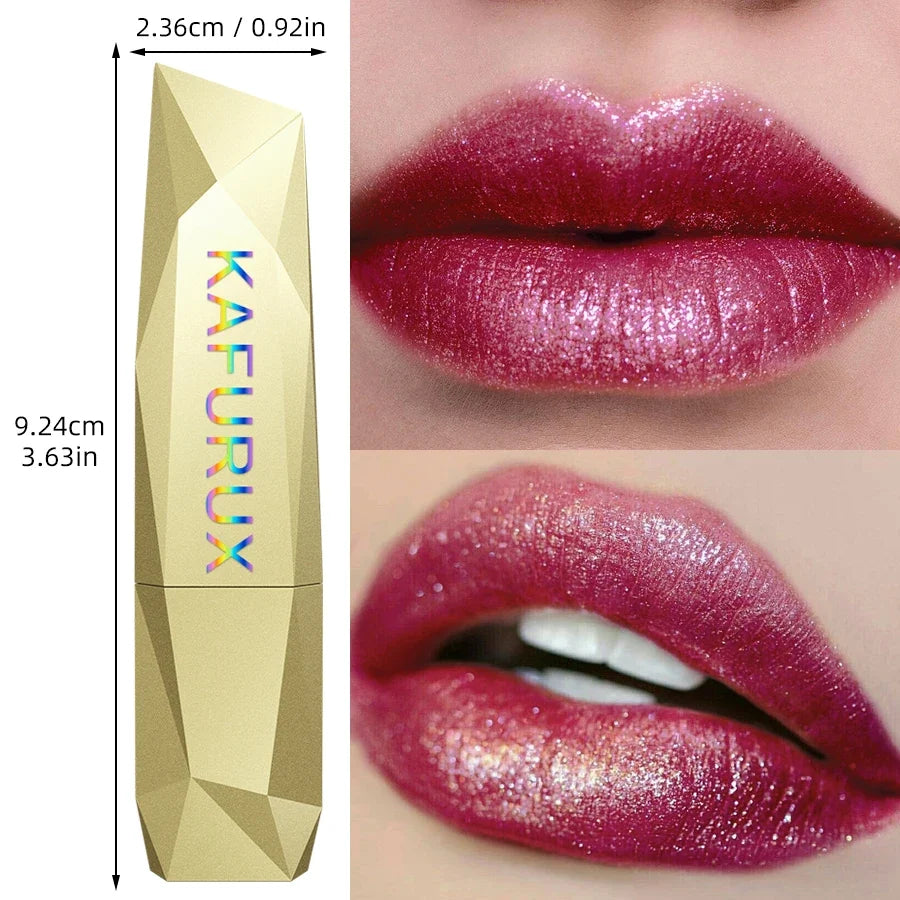 KAFURUX Diamond Shimmer Glitter Lip Oil – Waterproof & Long-Lasting