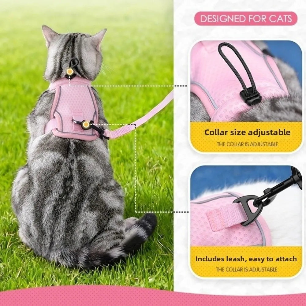 Reflective Cat Harness Vest – Adjustable & Escape-Proof