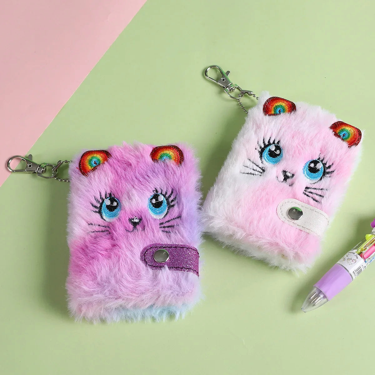 Kawaii Cat Plush Notebook & Keychain | Girls Journal Planner