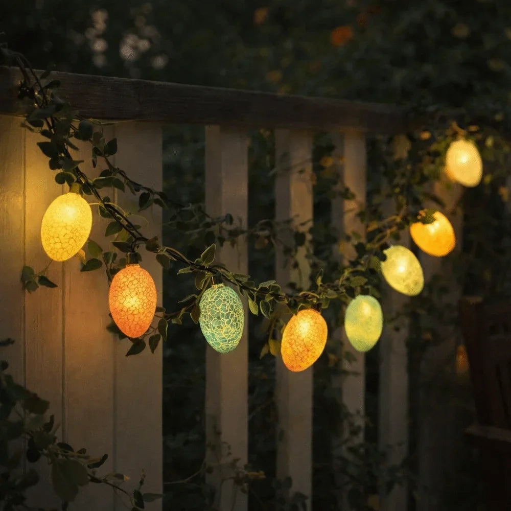 Easter Egg LED Light Garland – 2M Twig Wreath, 10 Lights