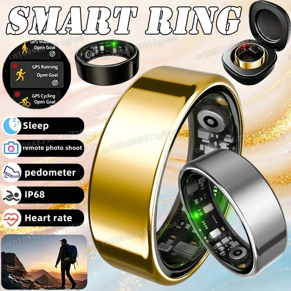 R09 Smart Ring Men Women Charging Case Heart Rate Blood Oxygen Skin