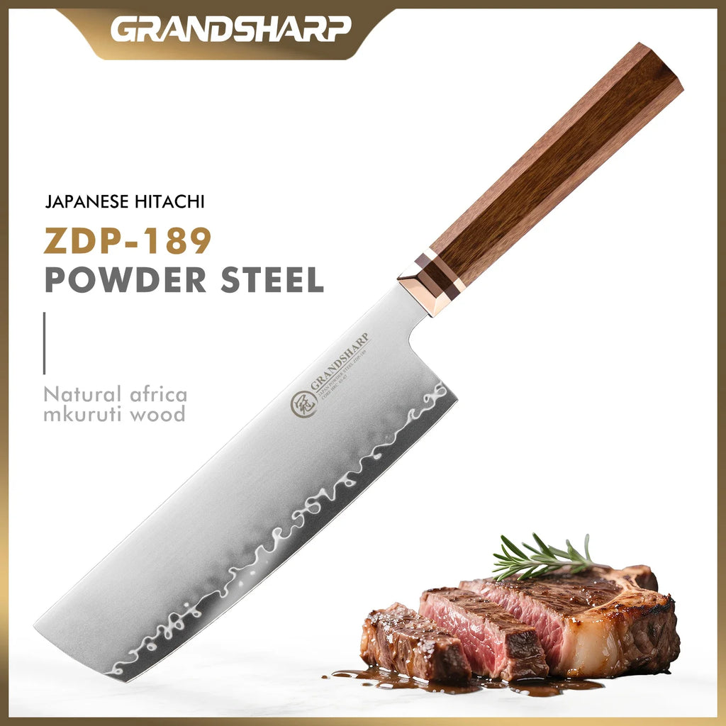 Grandsharp 7.5" Nakiri Knife ZDP-189 Steel | Mkuruti Wood Handle