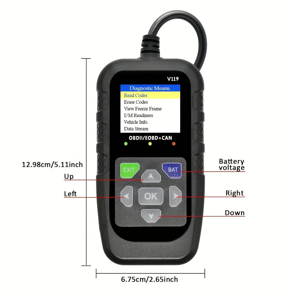 OBD2 Scanner Diagnostic Tool | Engine Fault Code Reader & Voltage Test