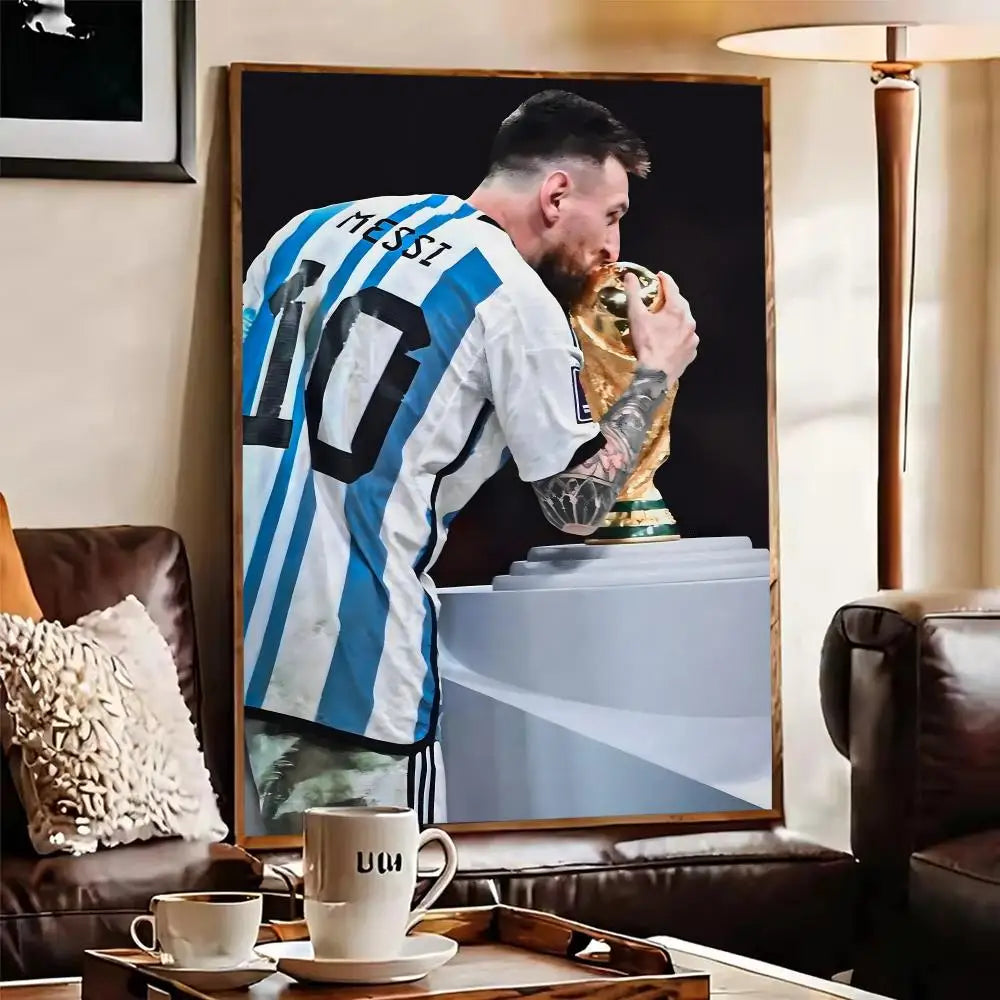 Football No.10 Messi Canvas Wall Art – Frameless Poster Print