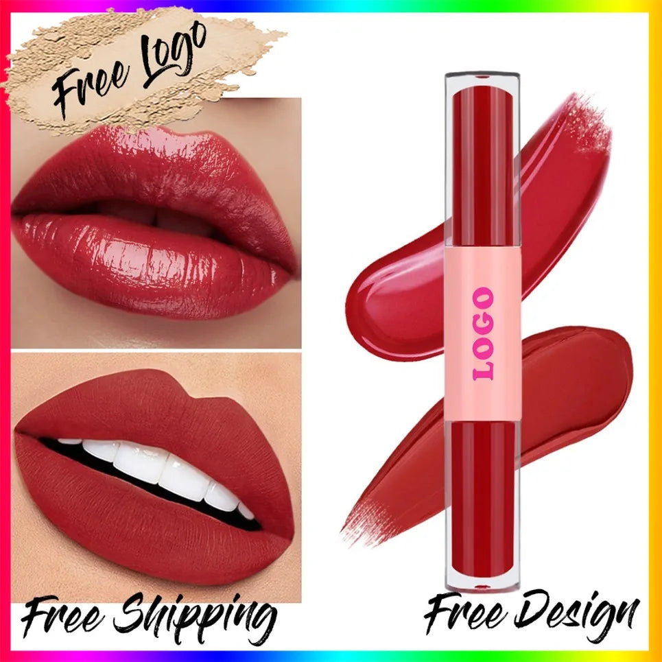 2-in-1 Matte Mirror Lip Gloss – Vegan Long-Lasting Lipstick