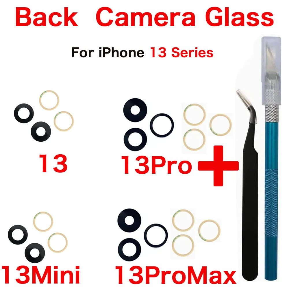 iPhone Rear Camera Glass Lens Replacement X–14 Pro Max + Tools