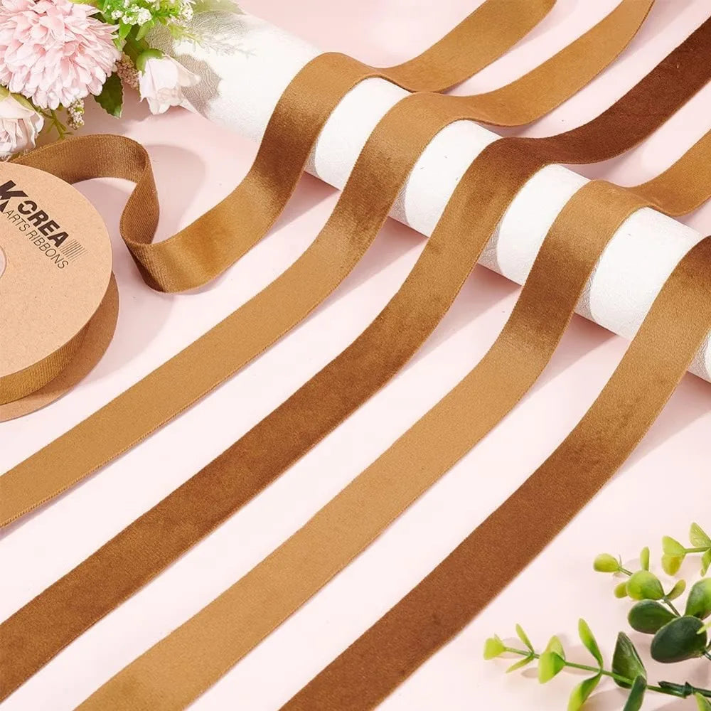 Double-Sided Velvet Ribbon Camel 1 Inch 10 Yards | Craft Ribbon