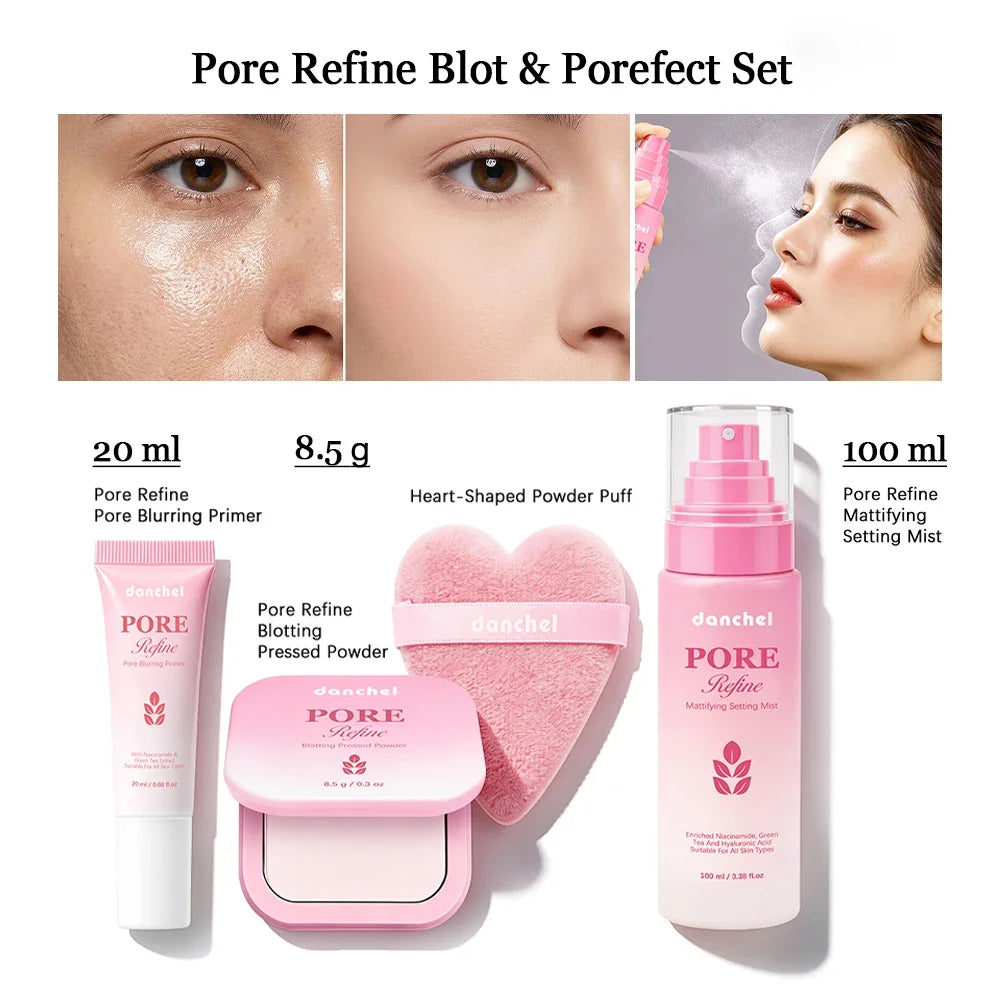 4-Piece Matte Makeup Set – Primer, Setting Spray & Powder Kit