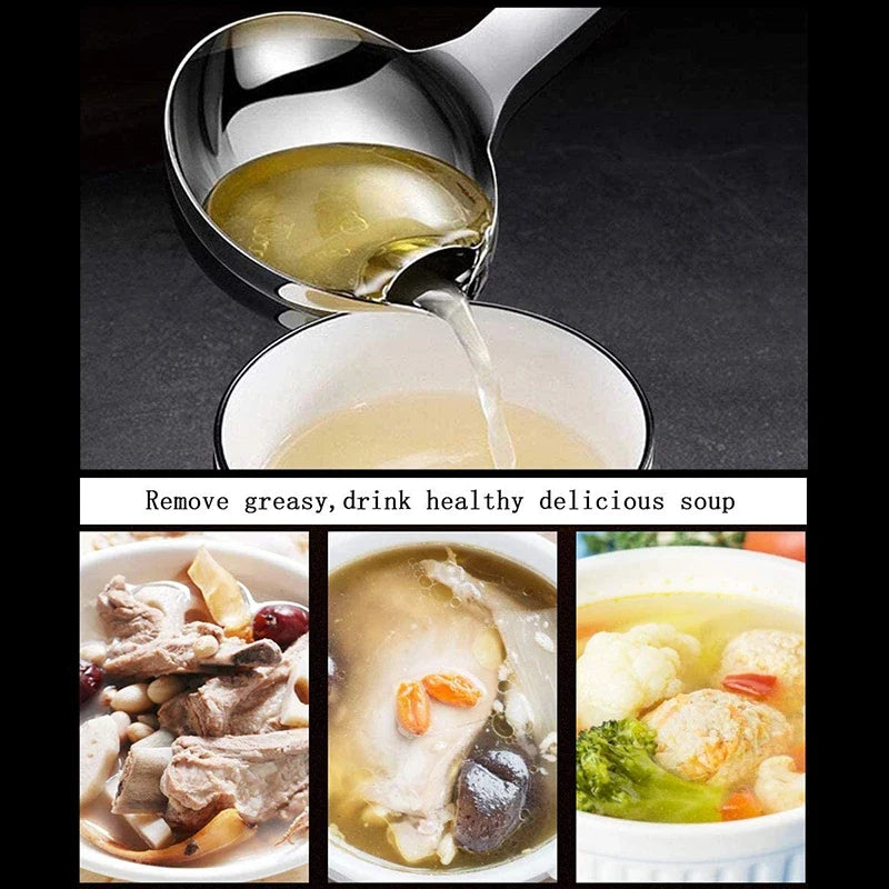 Stainless Steel Soup Ladle with Strainer Filter | Large Spoon