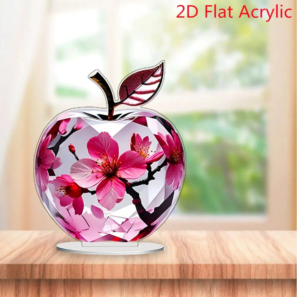 Crystal Apple Figurine Paperweight Clear Collectible Figurines Crafts