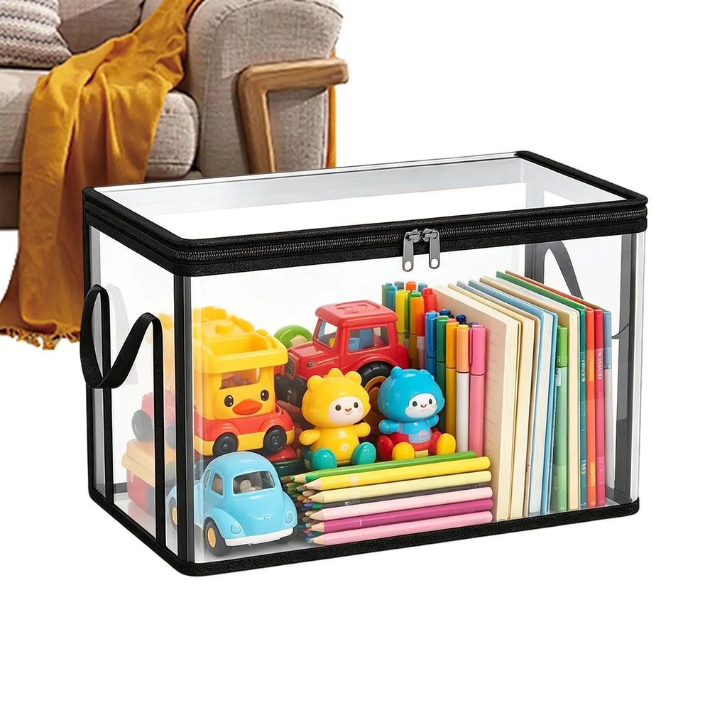 Book Storage Box Clear Stackable Large Capacity Containers