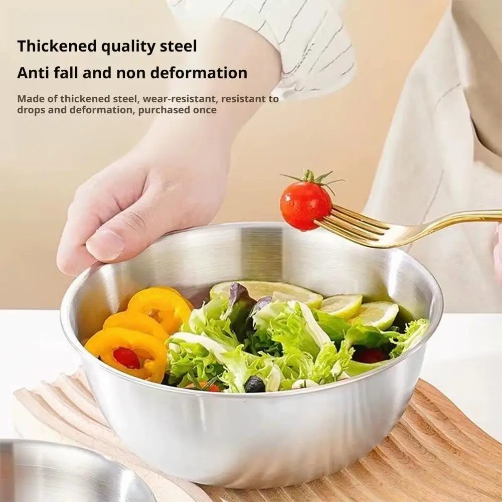 Korean 304 Stainless Steel Bowl Food Grade Round Mixing Salad