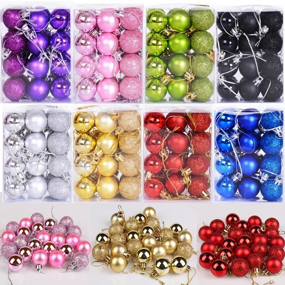 Christmas Balls Ornament Plastic Tree Gold Red Pink Ball Pendant
