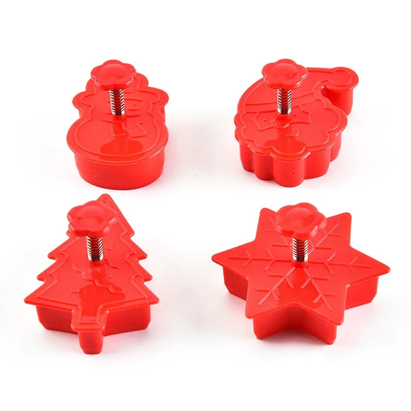 Mini Cookie Cutters 3D Raised Stamps Snowflake Snowman Candy Baking