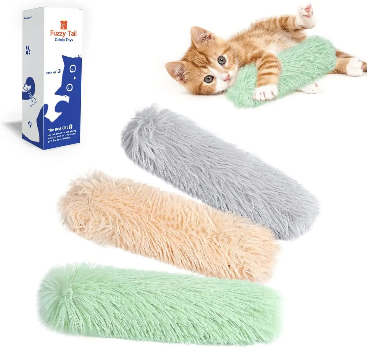 Cat Plush Kicker Toys 3-Pack with Organic Catnip | Kitten Pillows