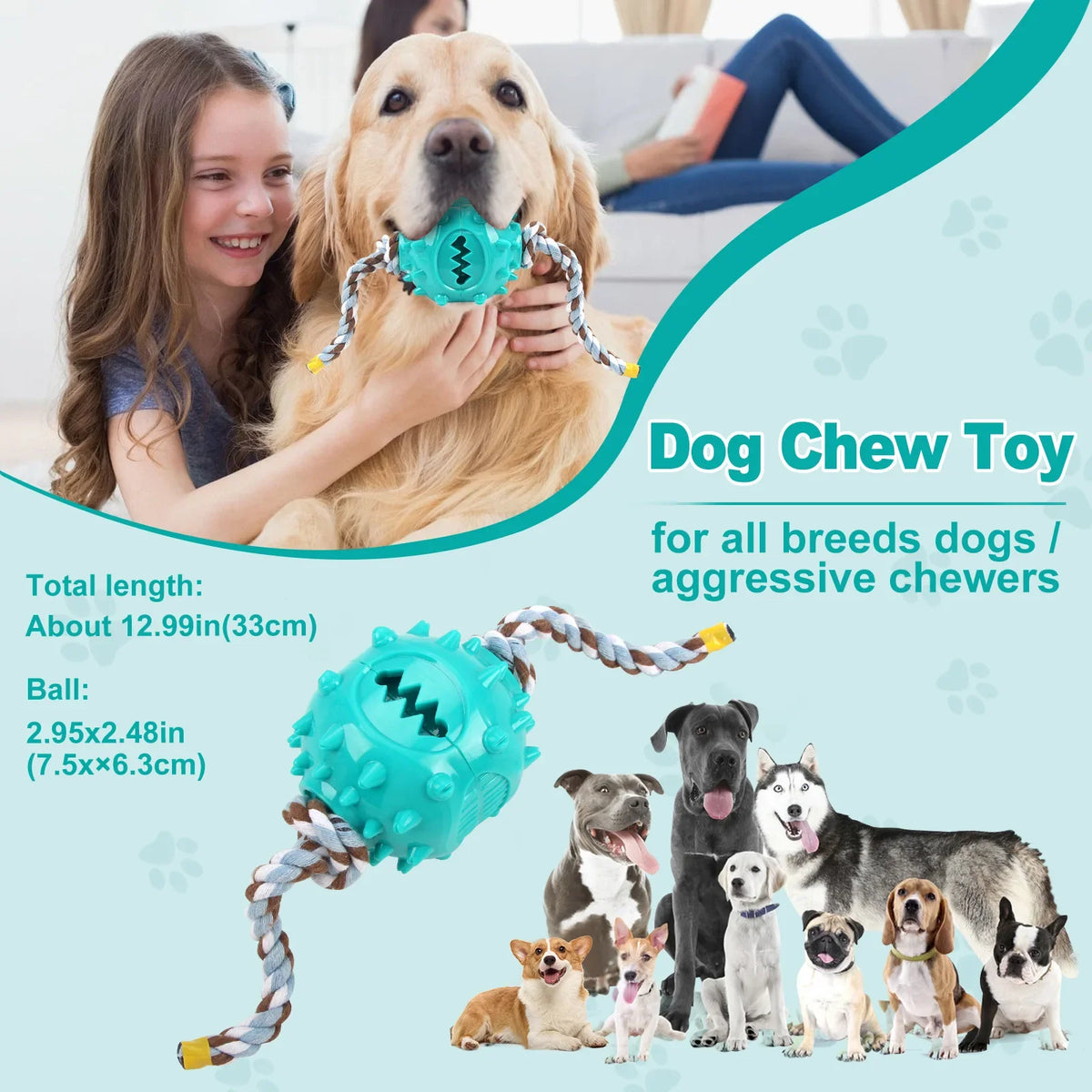 Toy Self-fun Teething Food Leakage Ball Tough Bite Hidden Pull Rope