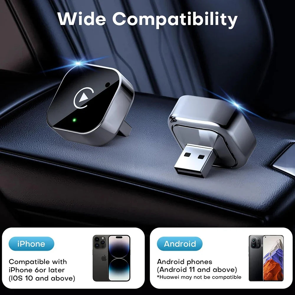 2-in-1 Wireless CarPlay & Android Auto Adapter | Plug & Play