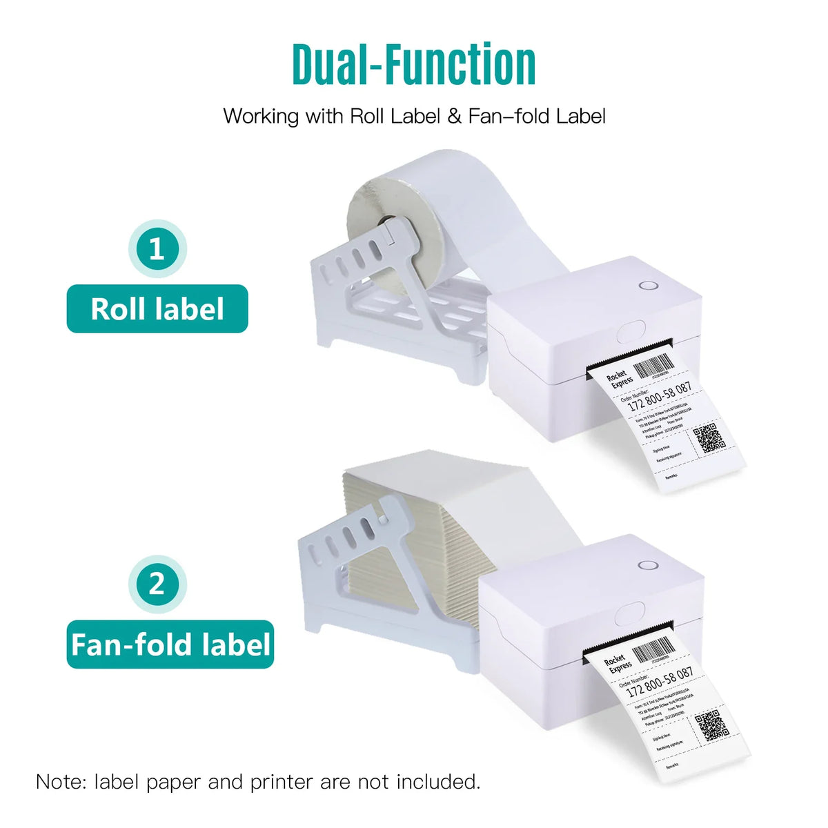 2-in-1 Label Holder for 4x6 Roll & Fanfold Thermal Labels
