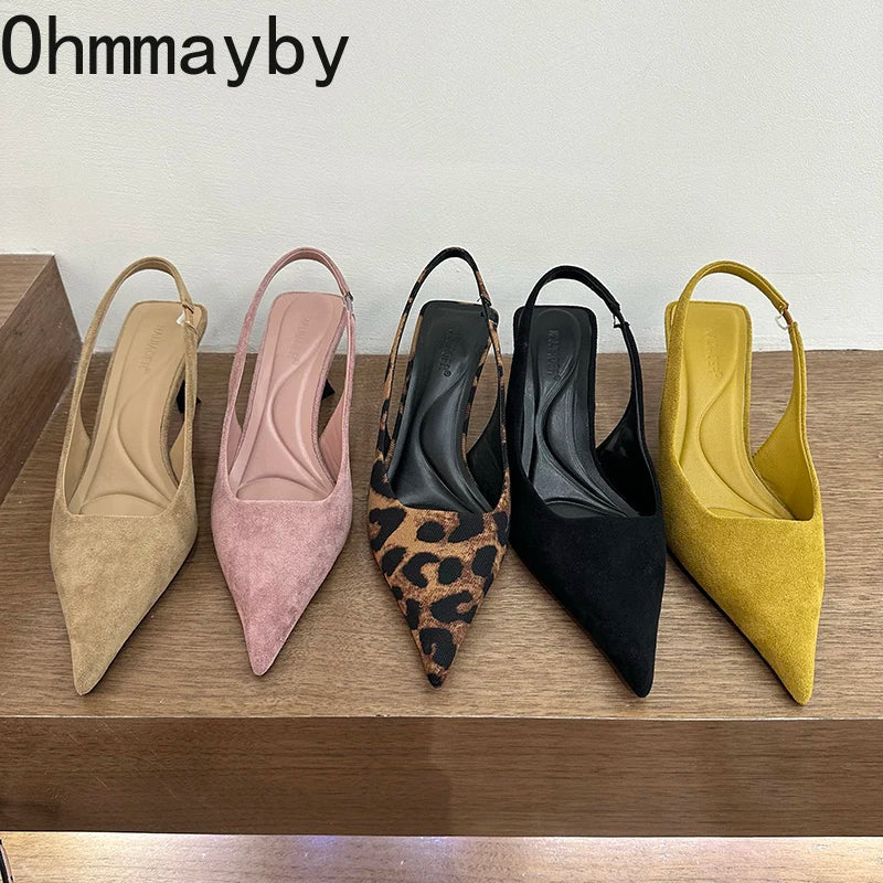 Women's Pointed Toe High Heel Slip-On Slingback Sandals
