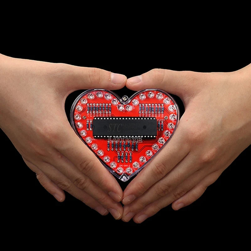 RGB LED Heart DIY Soldering Kit – 32 LED Flow Light Project