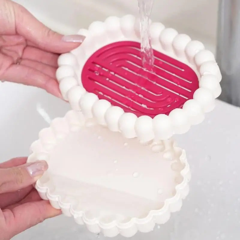 Soap Dish with Draining Lid | Beaded Plastic Soap Tray