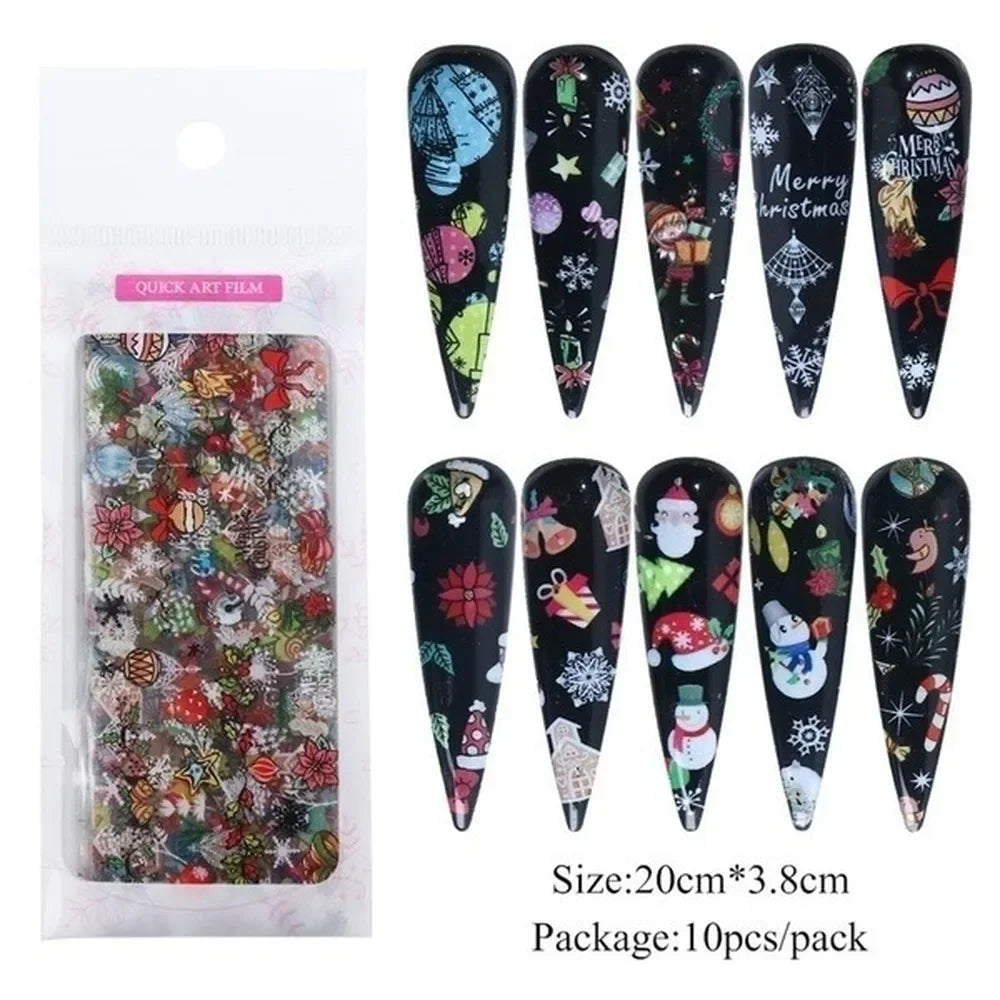 Holographic Nail Art Stickers – Christmas & Halloween 3D Decals
