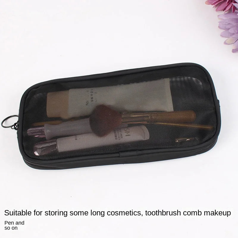 Mesh Transparent Makeup Bag | Clear Travel Cosmetic Organizer