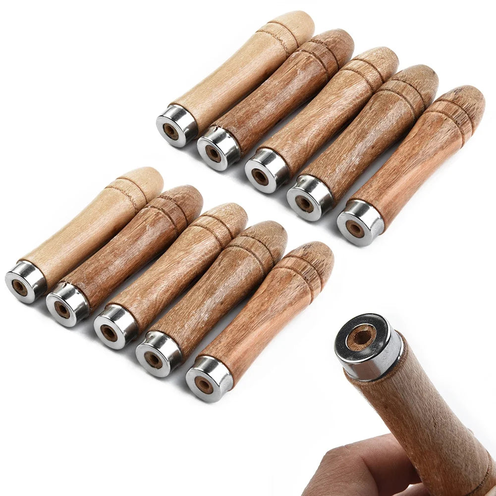 10-Pack Wooden File Handles with Metal Collar – 90mm