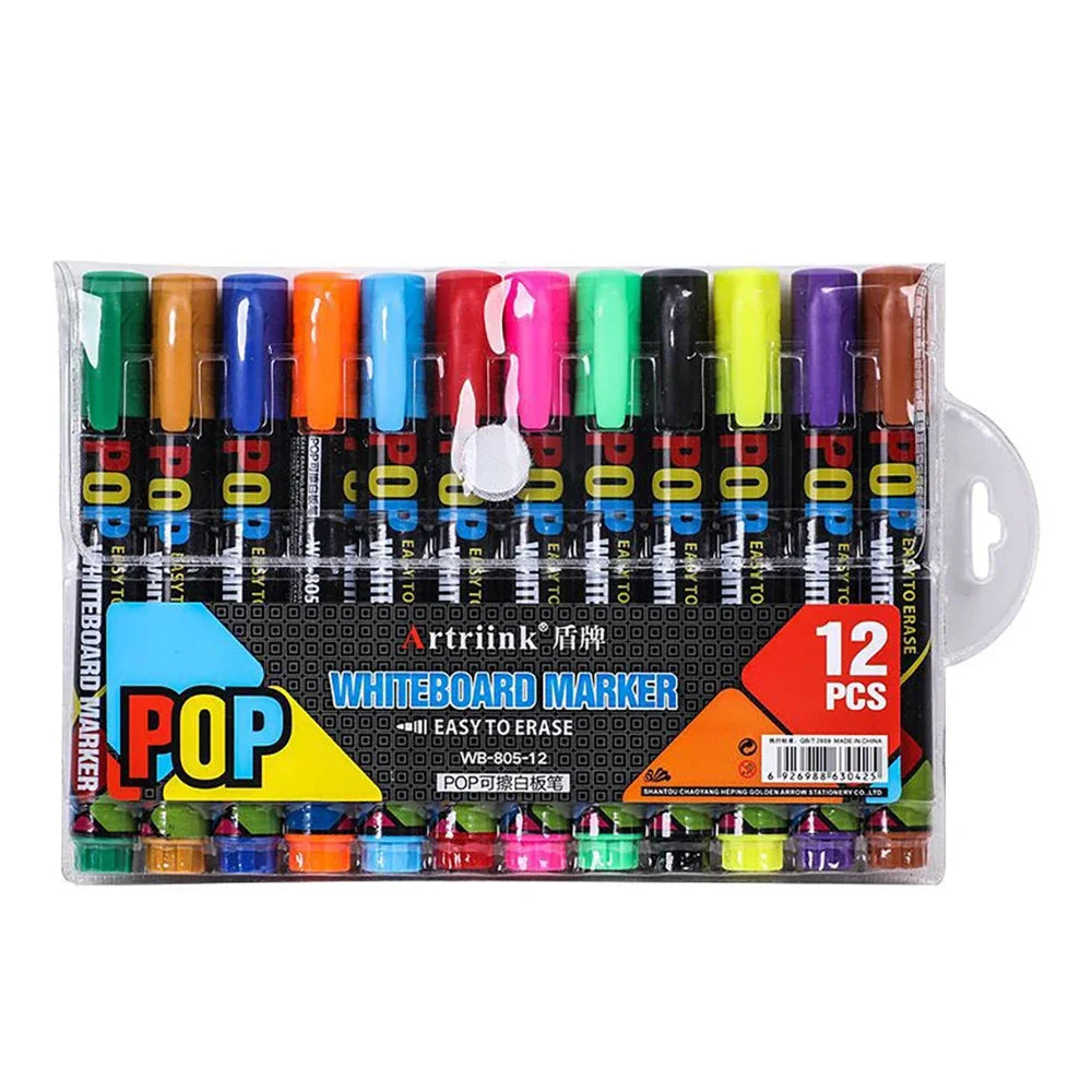 8/12 Color Erasable Whiteboard Marker Set – Refillable, Non-Toxic