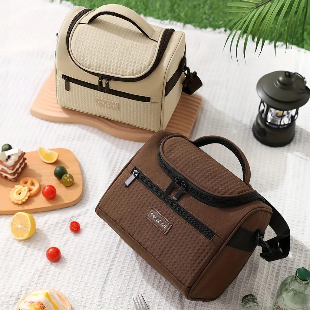 Large Capacity Insulated Lunch Bag Multi-layer Zipper Waterproof