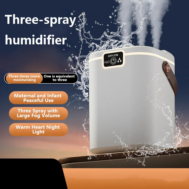HOMEFISH 2L Three-Nozzle Night Light Humidifier | Type-C USB