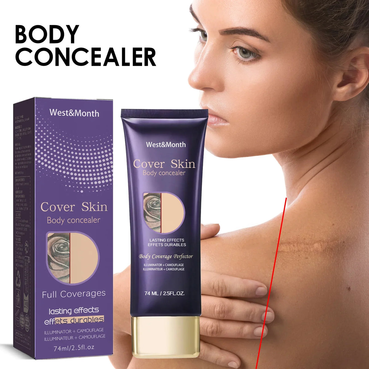 Waterproof Tattoo Concealer Body Cover Cream 74ml | WEST MONTH