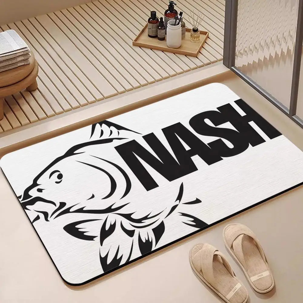 Fishing Logo Diatomite Bath Mat – Quick Dry & Anti-Slip