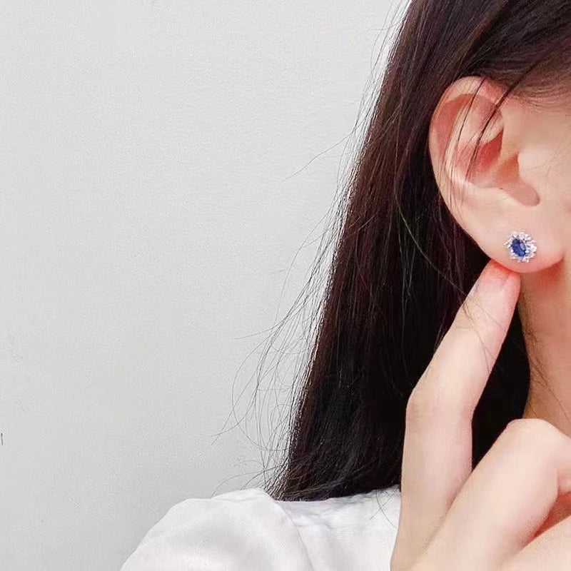 Huitan Blue Cubic Zirconia Stud Earrings – Women's Jewelry