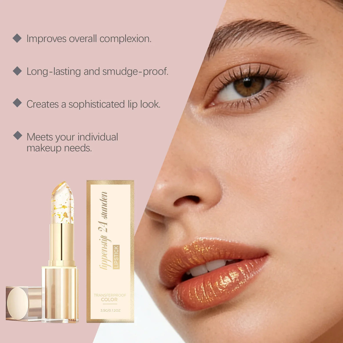 Gold Foil Color-Changing Lipstick | Hyaluronic Acid Lip Balm